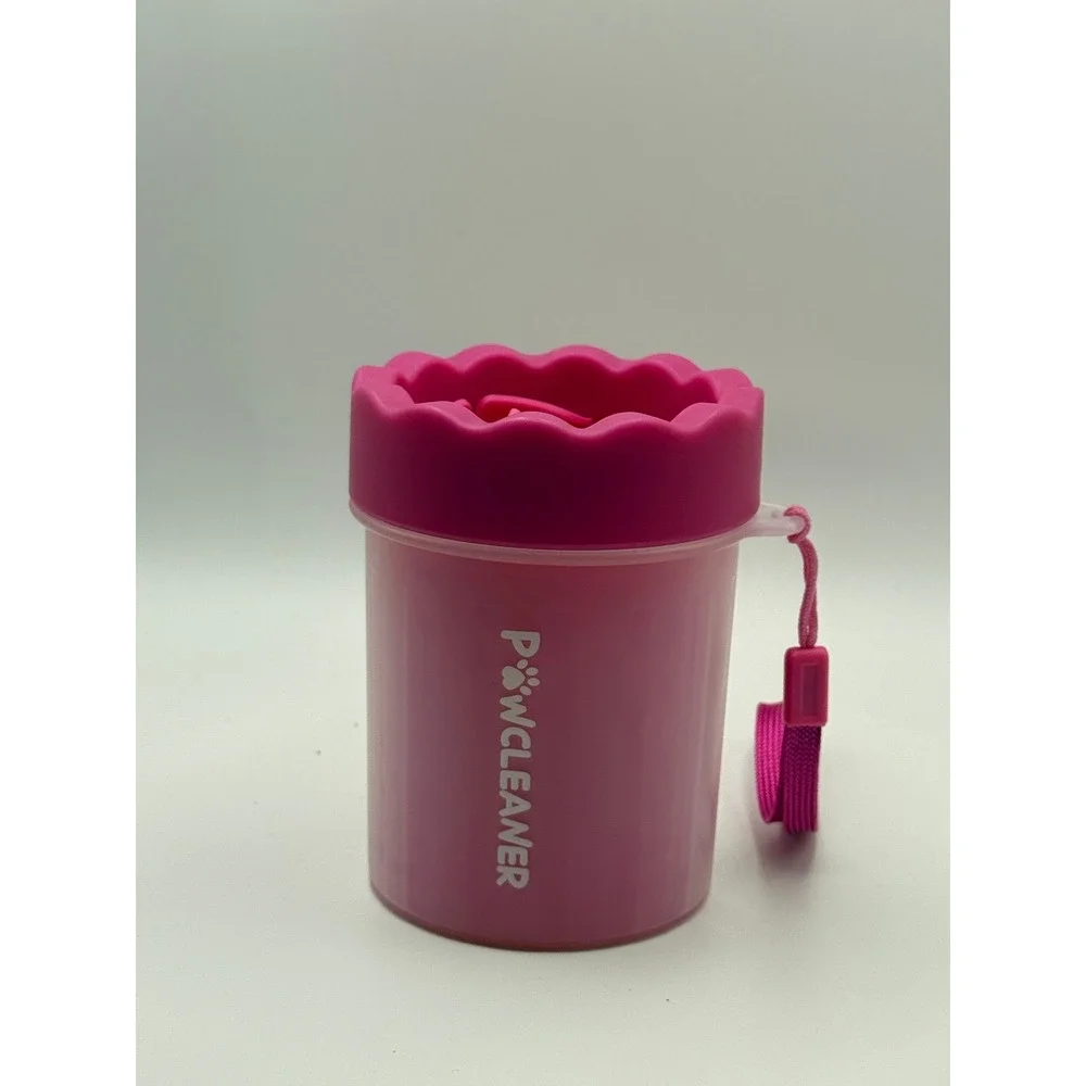 Pink Portable Dog Paw Cleaner Cup Soft Silicone Bristles Outdoor Pet Paw Washer